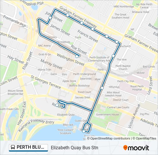 PERTH BLUE CAT bus Line Map