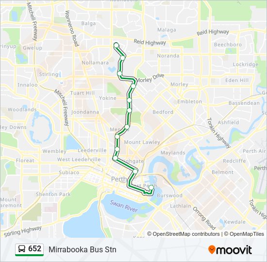 652 Route: Schedules, Stops & Maps - Mirrabooka Bus Stn (Updated)