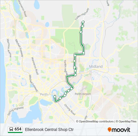 Mapa de 654 de autobús