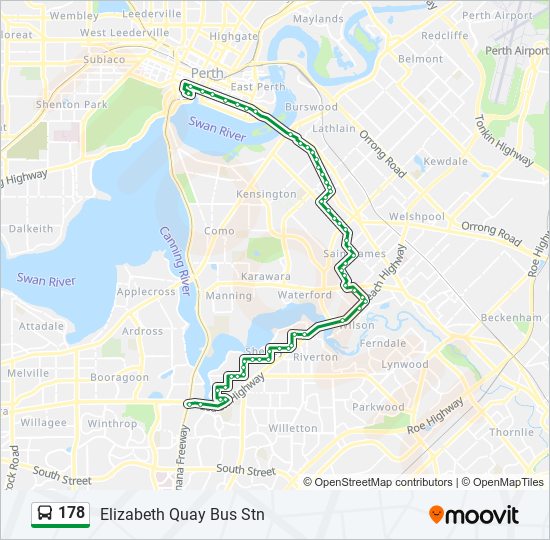 178 Route: Schedules, Stops & Maps - Elizabeth Quay Bus Stn (Updated)