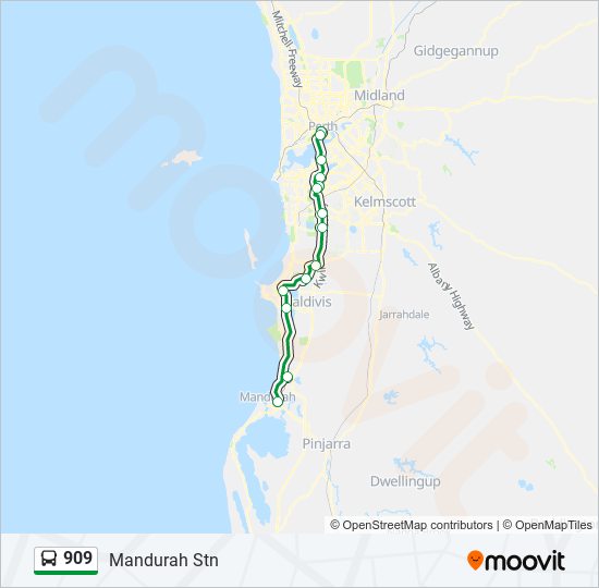 909 bus Line Map