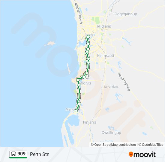 909 bus Line Map