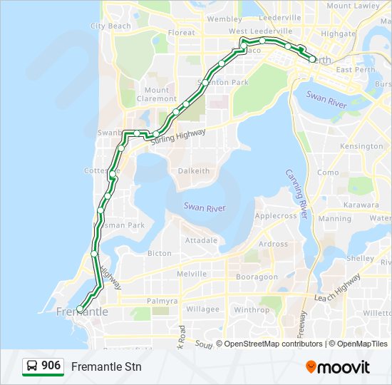 Mapa de 906 de autobús