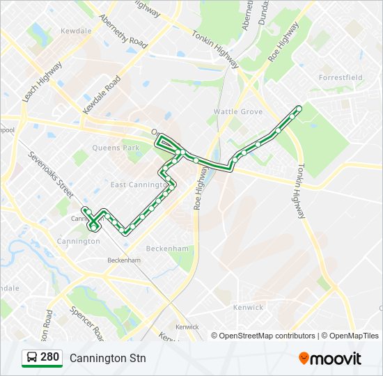 280 Route Schedules, Stops & Maps Cannington Stn (Updated)