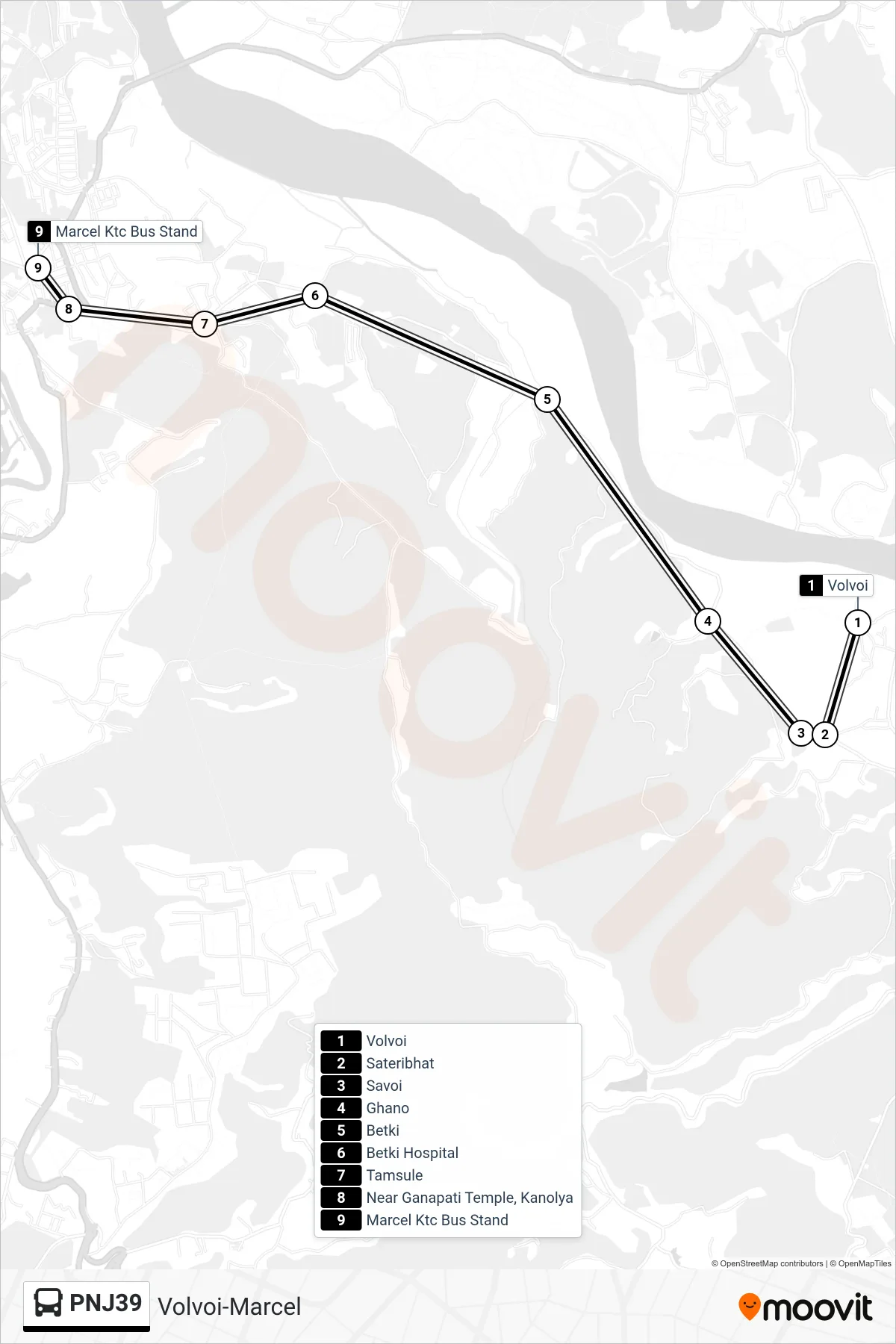 PNJ39 bus Line (Volvoi-Marcel) route and stops on a map