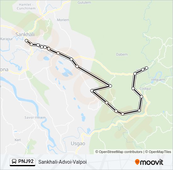 PNJ92 Bus Line Map