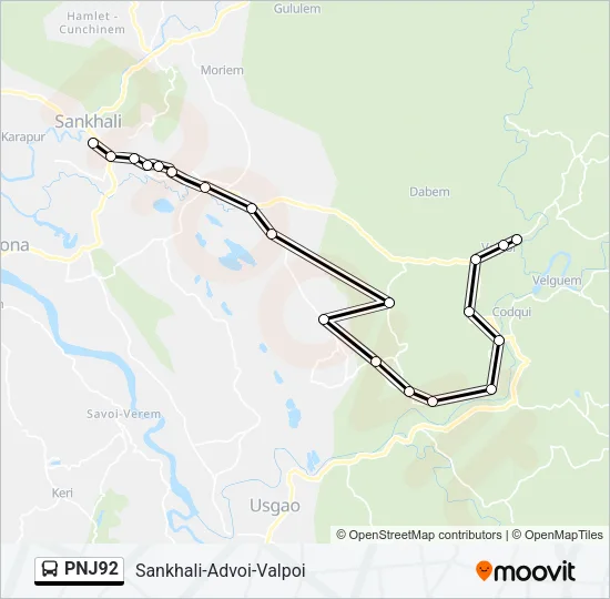 PNJ92 Bus Line Map