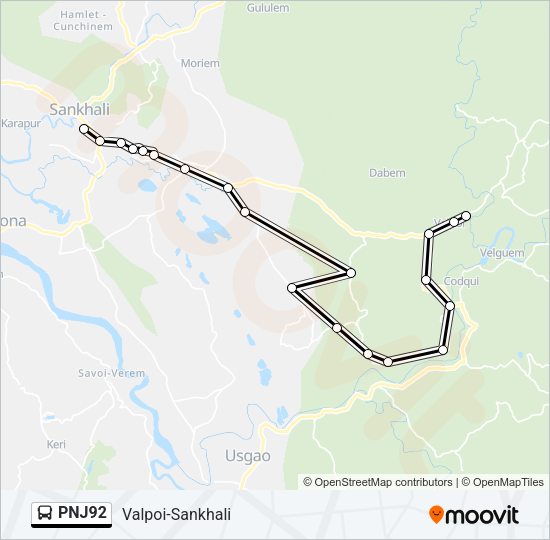 PNJ92 Bus Line Map