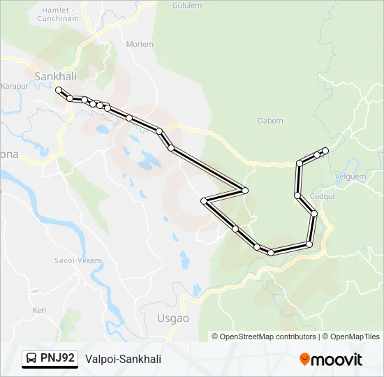 PNJ92 Bus Line Map
