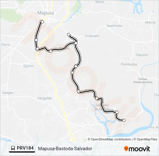PRV184 Bus Line Map