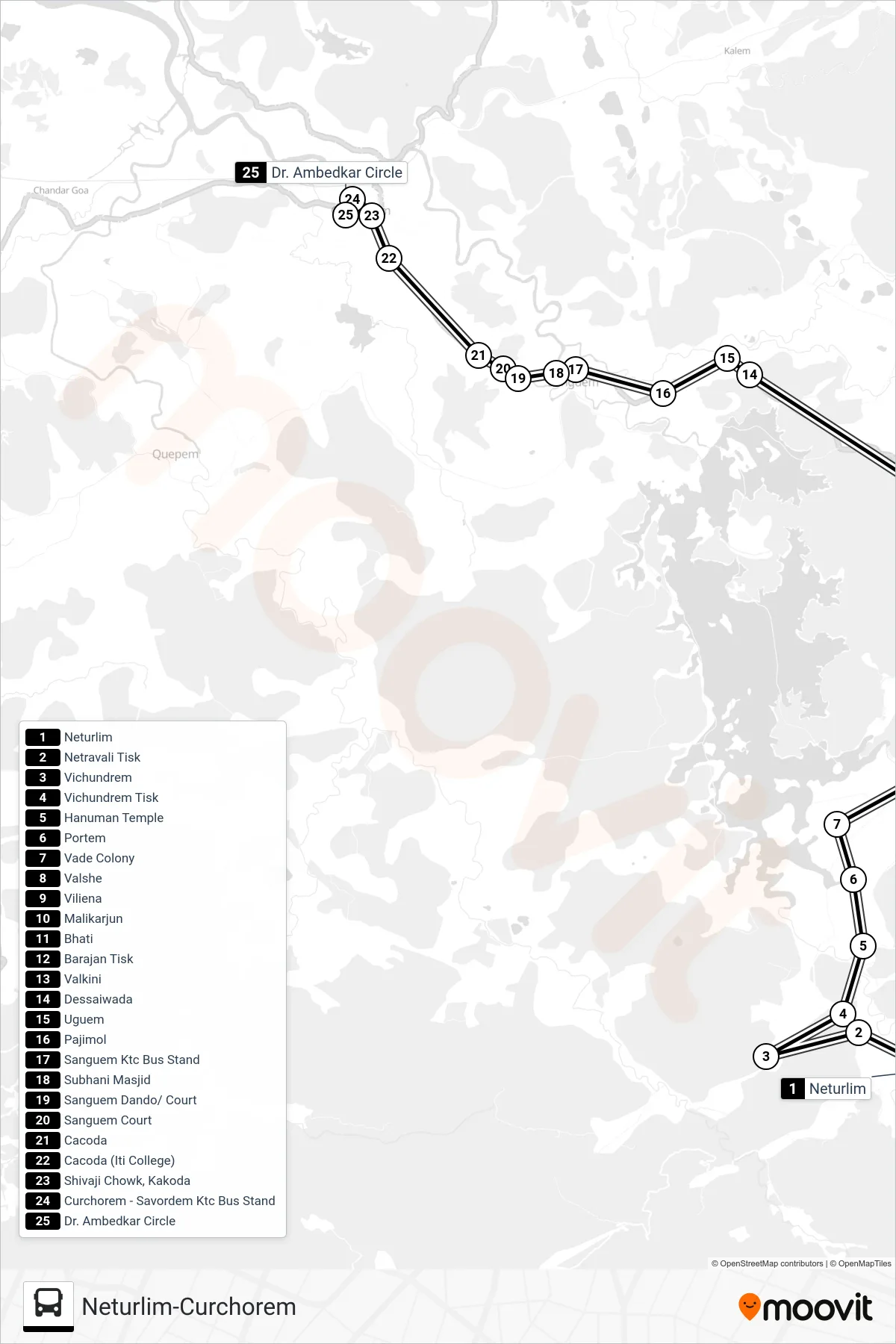 MRG331MB bus Line (Neturlim-Curchorem) route and stops on a map