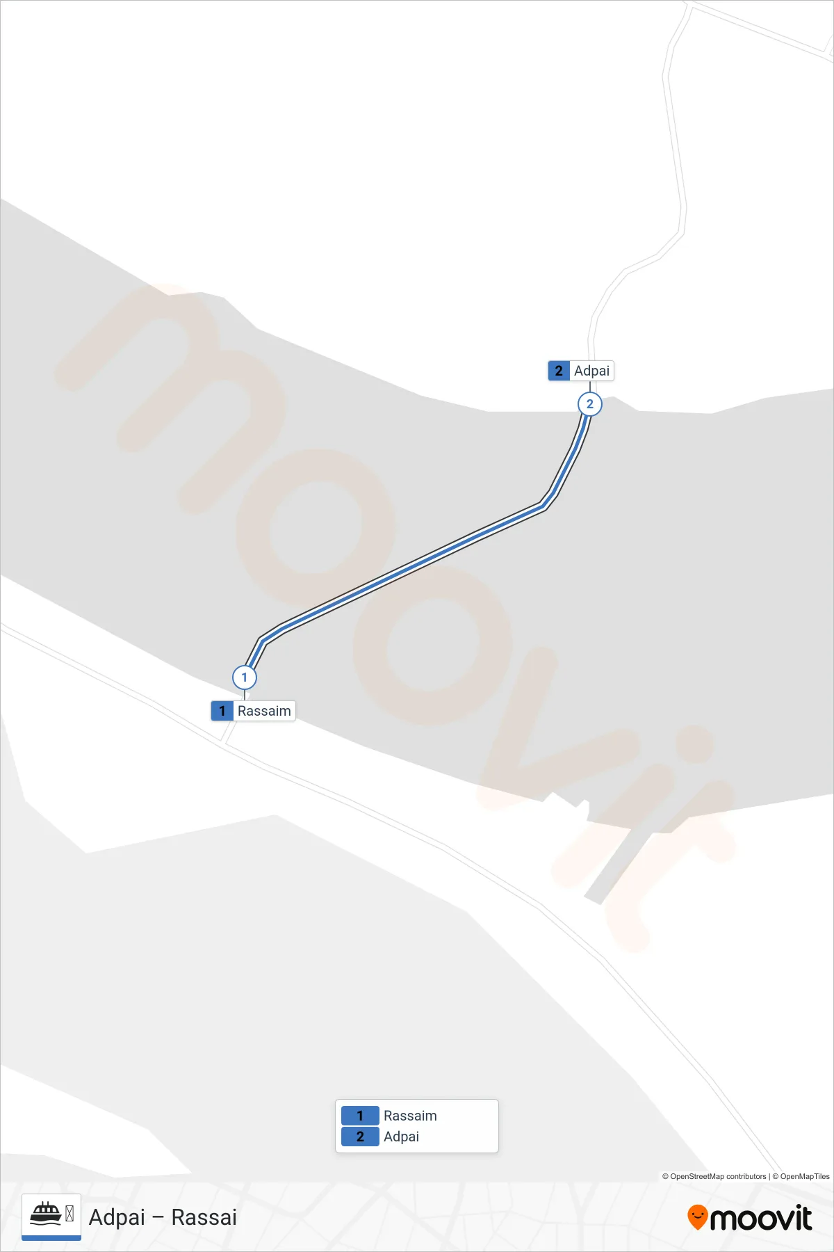 ⛴ ferry Line (Rassai) route and stops on a map