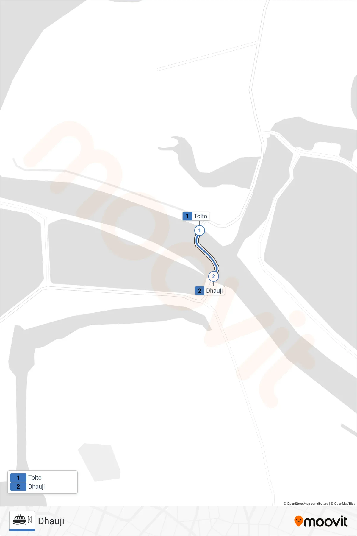 ⛴ ferry Line (Dhauji) route and stops on a map