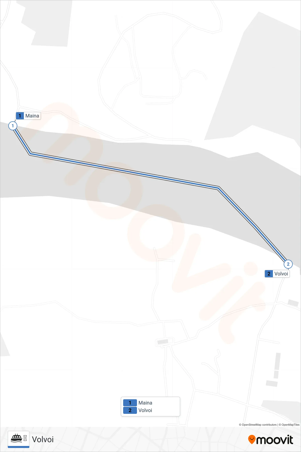 ⛴ ferry Line (Volvoi) route and stops on a map