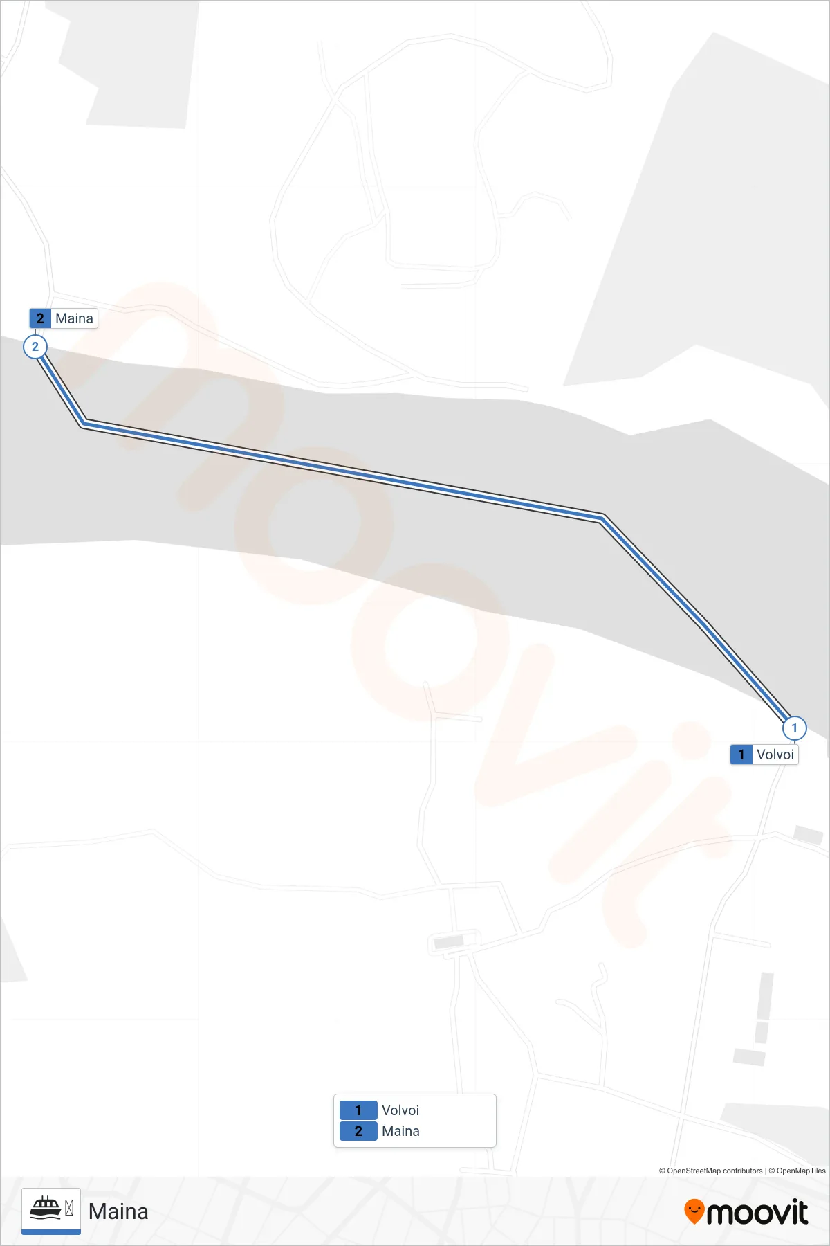 ⛴ ferry Line (Maina) route and stops on a map
