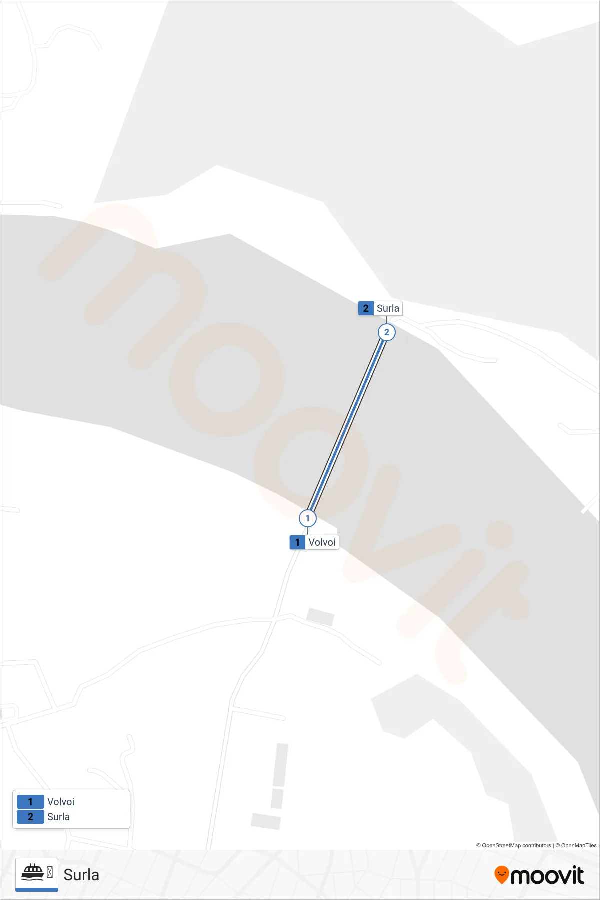 ⛴ ferry Line (Surla) route and stops on a map