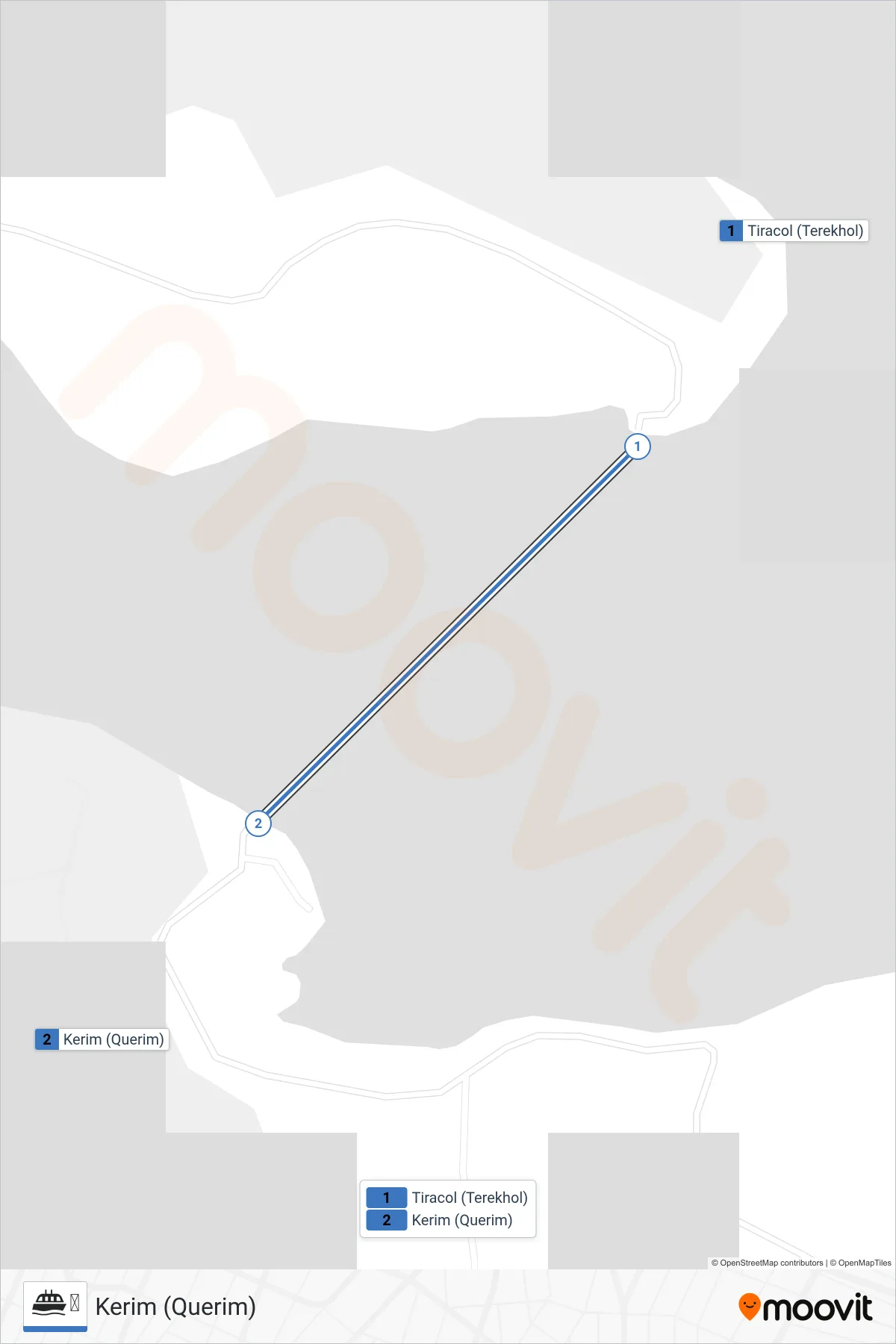 ⛴ ferry Line (Kerim (Querim)) route and stops on a map