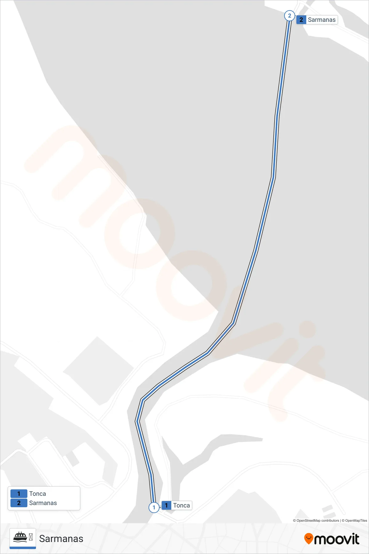 ⛴ ferry Line (Sarmanas) route and stops on a map