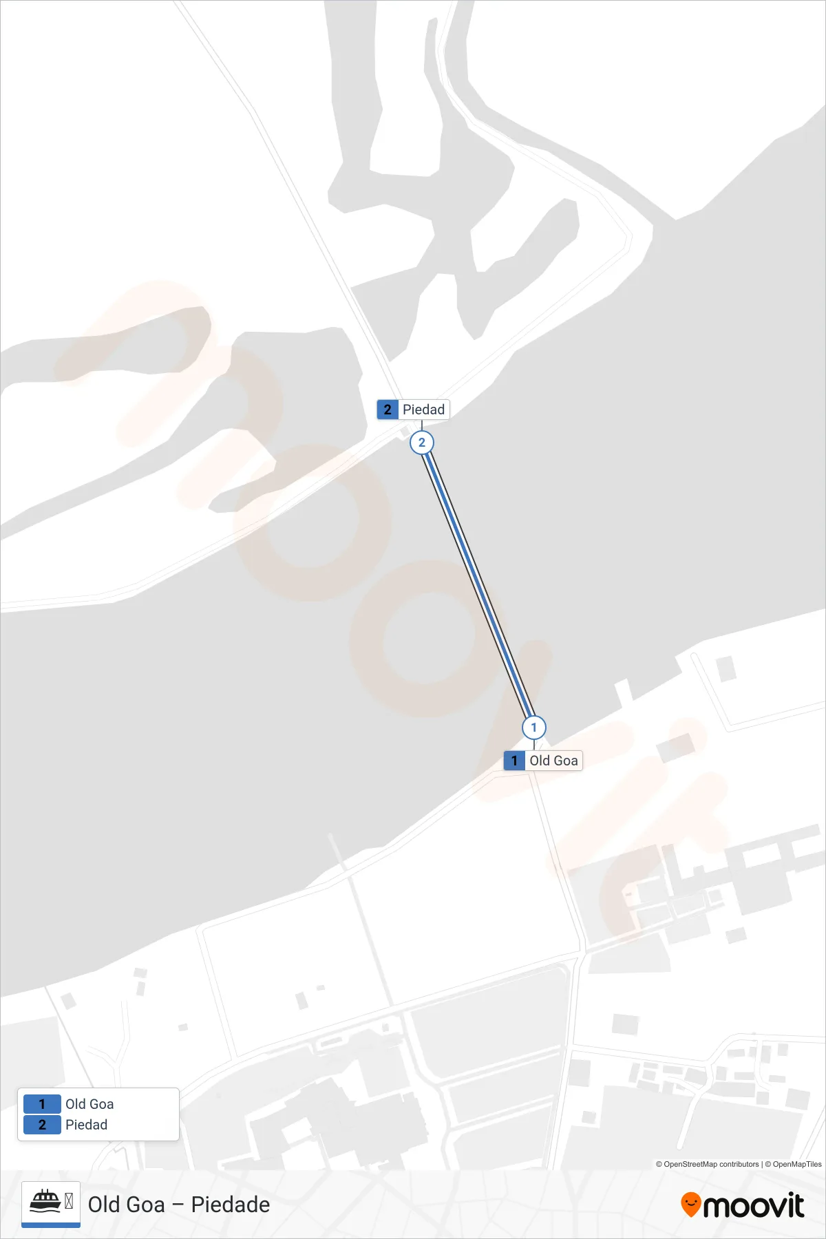 ⛴ ferry Line (Piedade) route and stops on a map