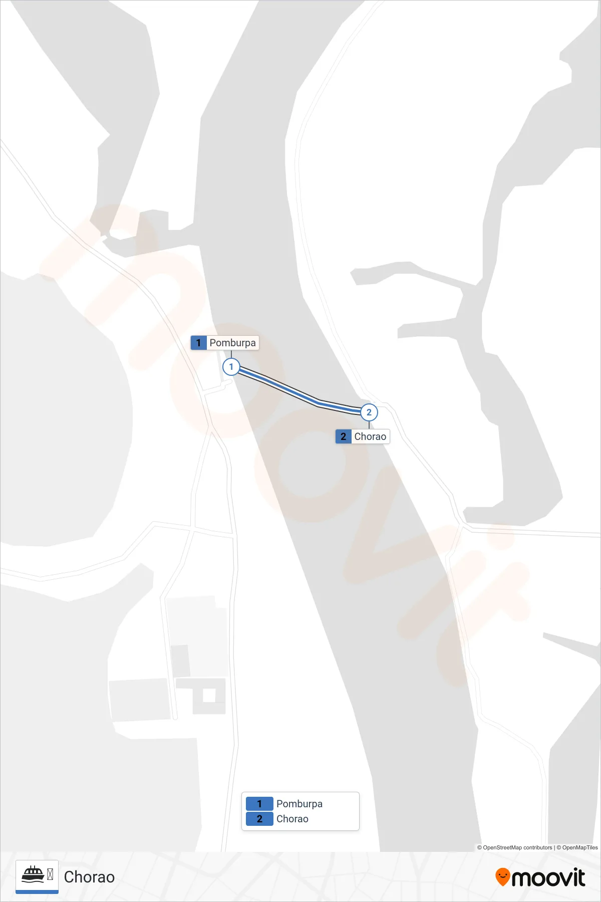 ⛴ ferry Line (Chorao) route and stops on a map