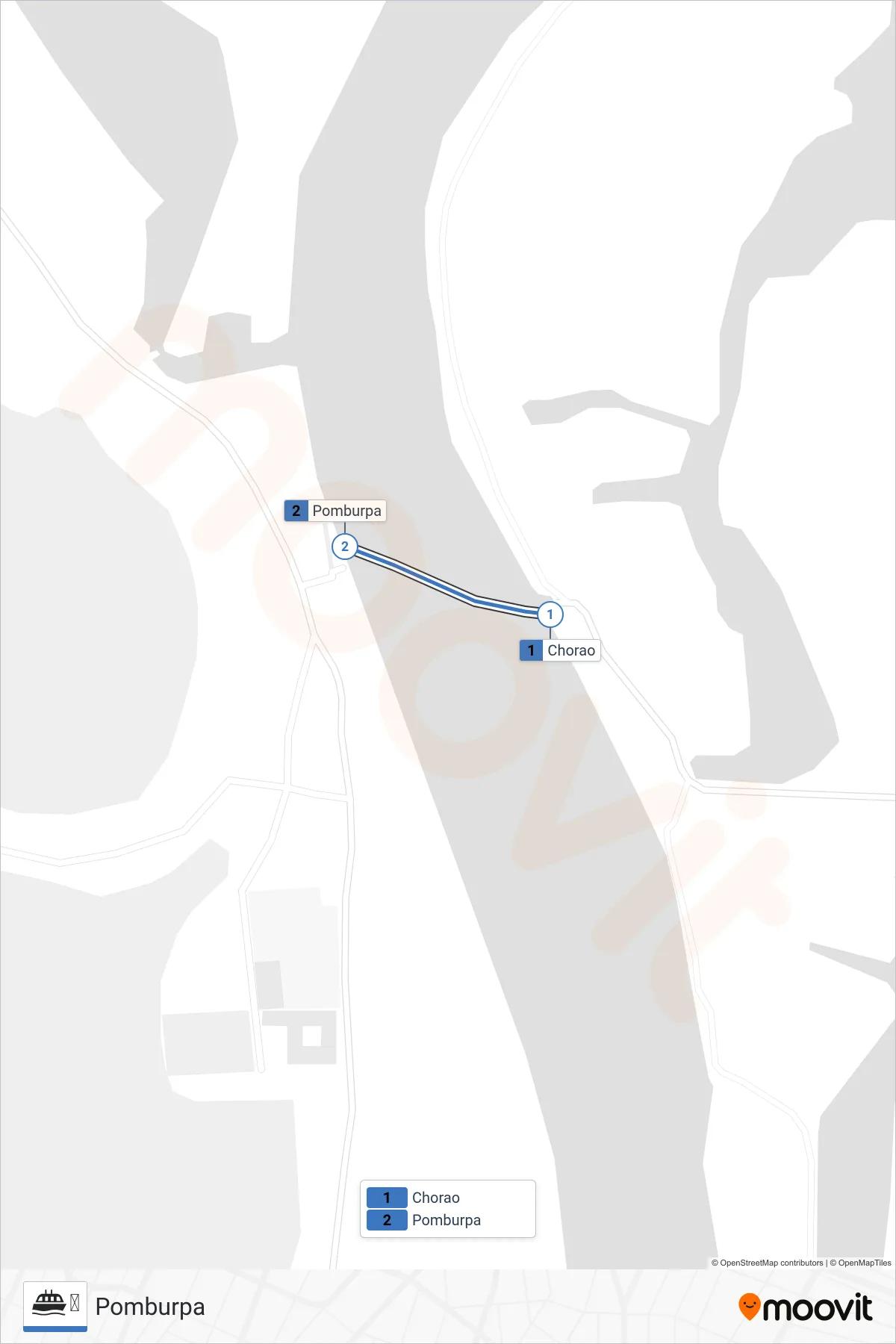 ⛴ ferry Line (Pomburpa) route and stops on a map