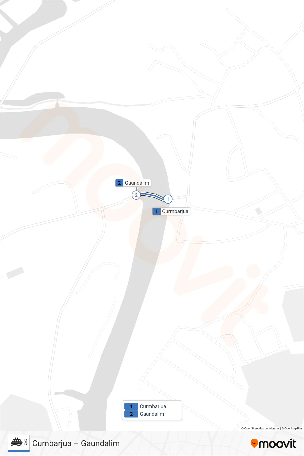 ⛴ ferry Line (Gaundalim) route and stops on a map
