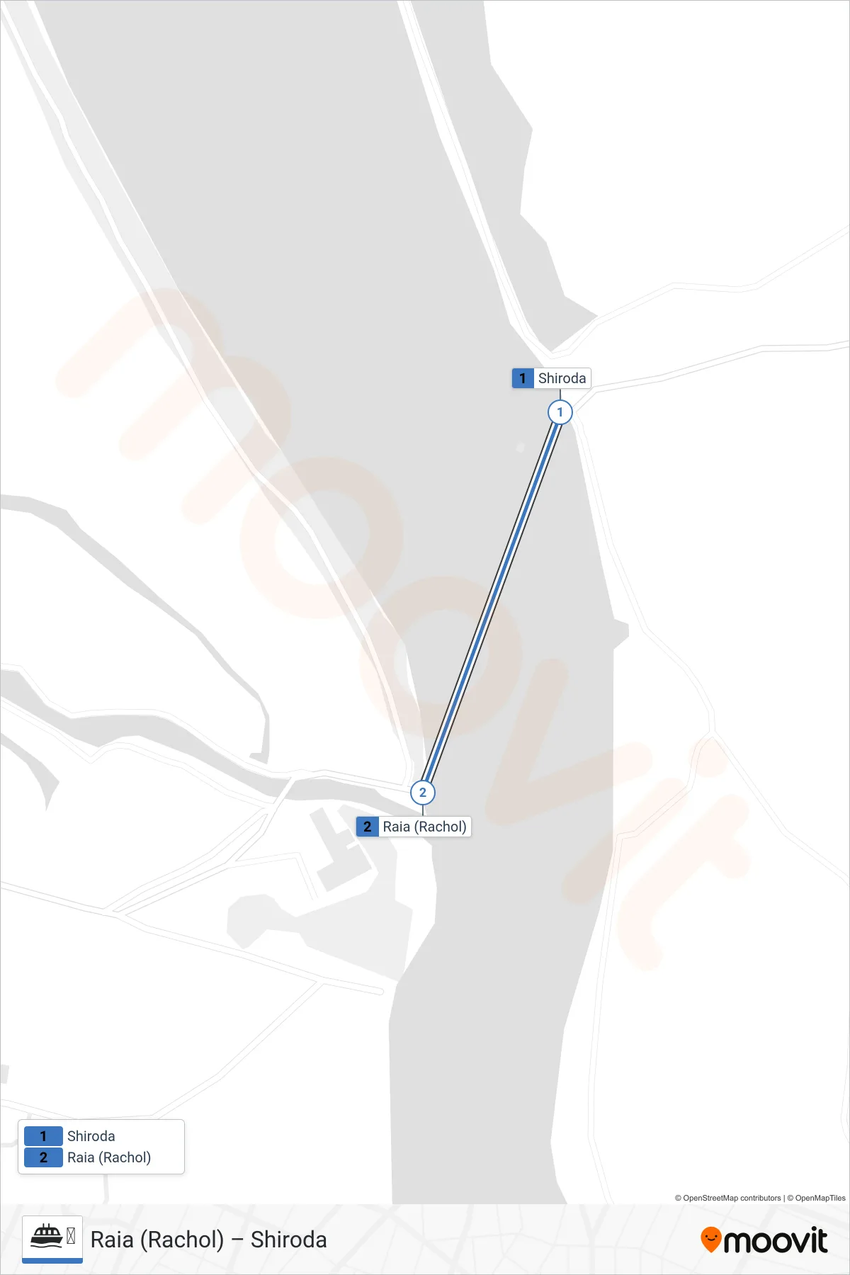 ⛴ ferry Line (Raia (Rachol)) route and stops on a map