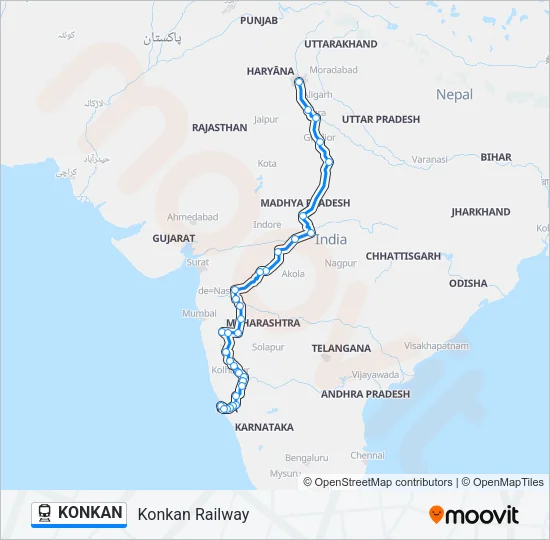 KONKAN Train Line Map