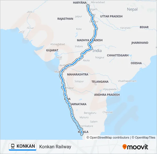 KONKAN Train Line Map