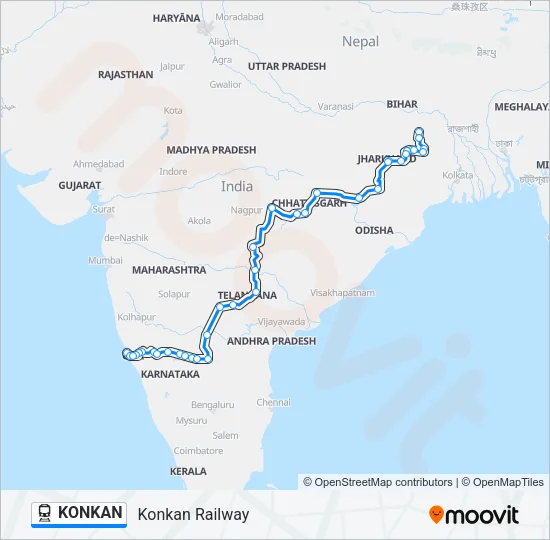 KONKAN Train Line Map