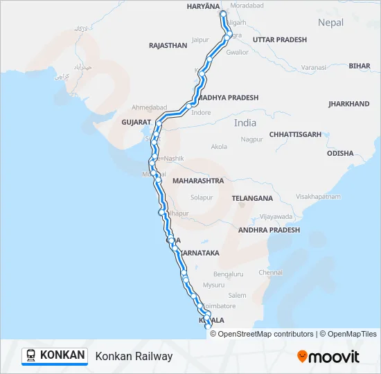 KONKAN Train Line Map