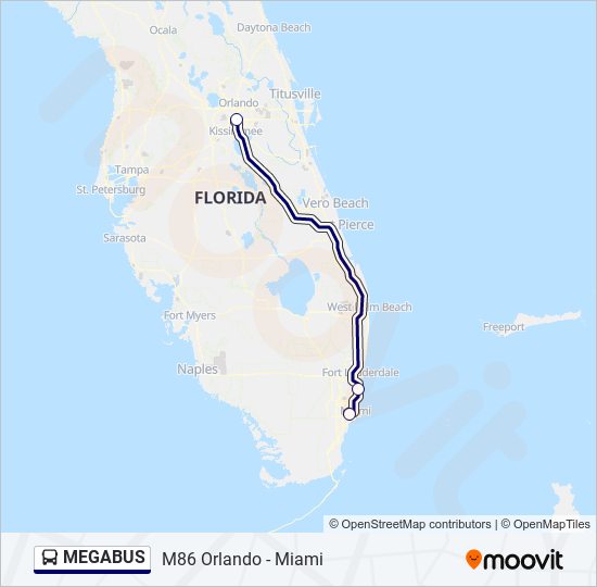 Ruta megabus horarios, paradas y mapas Orlando, FL (Actualizado)