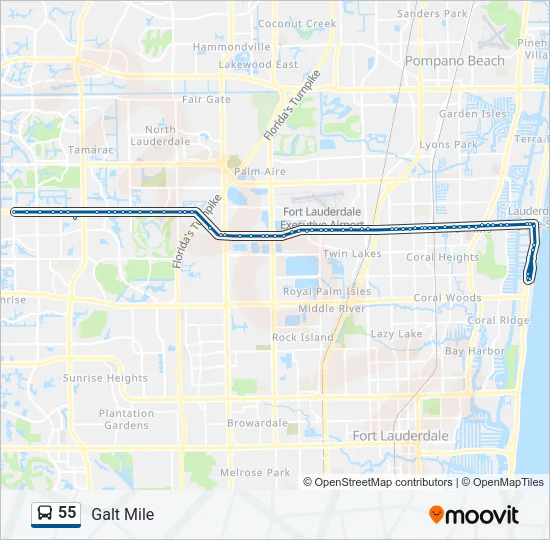 55 Bus Line Map