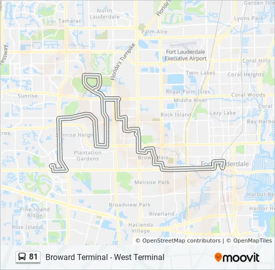 Directions To 81 South 81 Route: Schedules, Stops & Maps - Central Terminal Via Inverrary &  Lauderhill Transit Cntr (Updated)