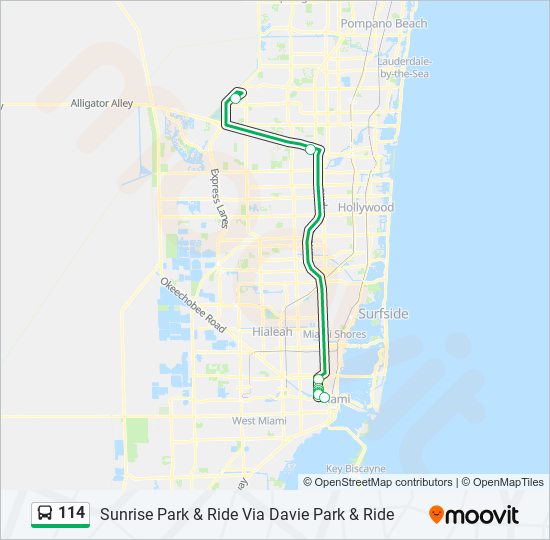 Mapa de 114 de autobús