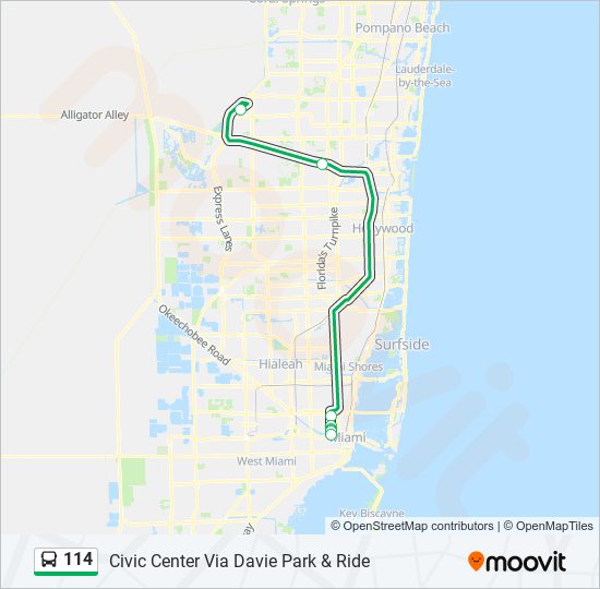 114 bus Line Map