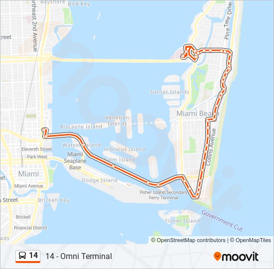 14 bus Line Map