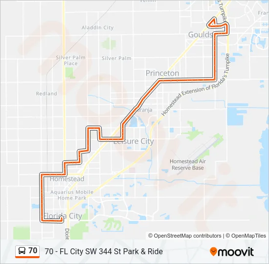 70 Bus Line Map
