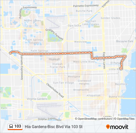 103 bus Line Map