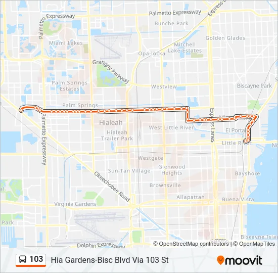103 Bus Line Map