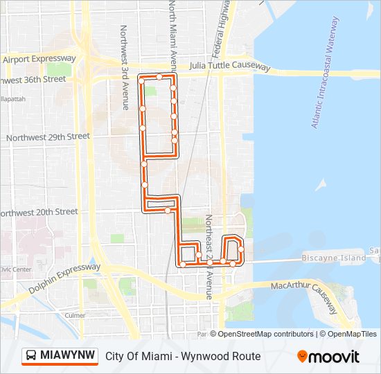 MIAWYNW bus Line Map