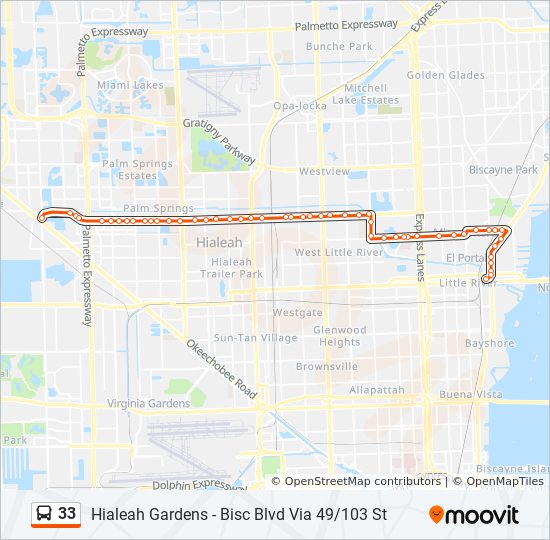ruta 33 horarios paradas y mapas 33 hialeah gardens