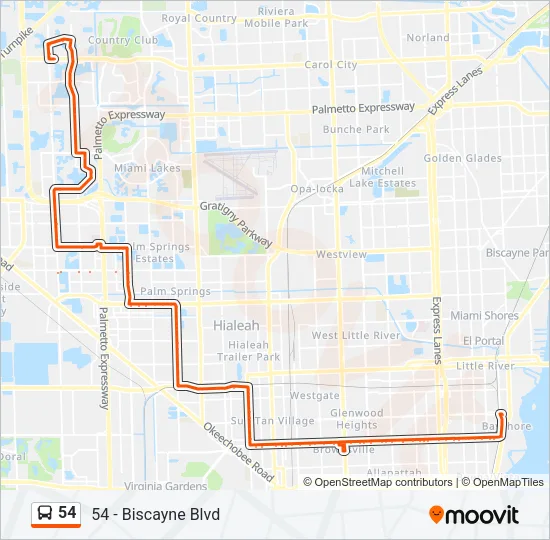 54 Bus Line Map