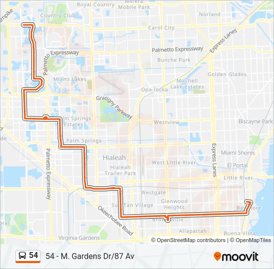 54 Bus Line Map