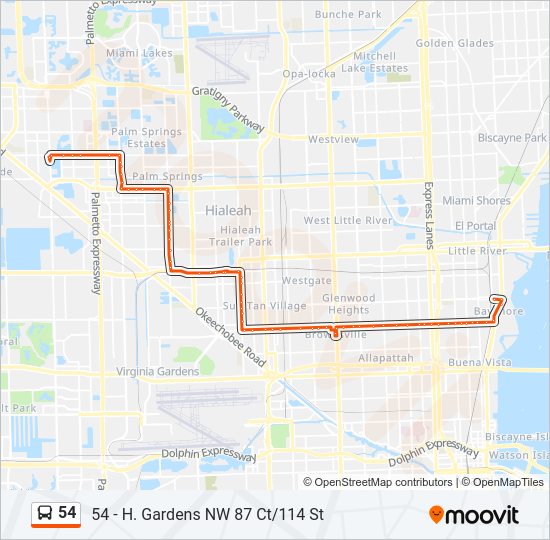 54 bus Line Map