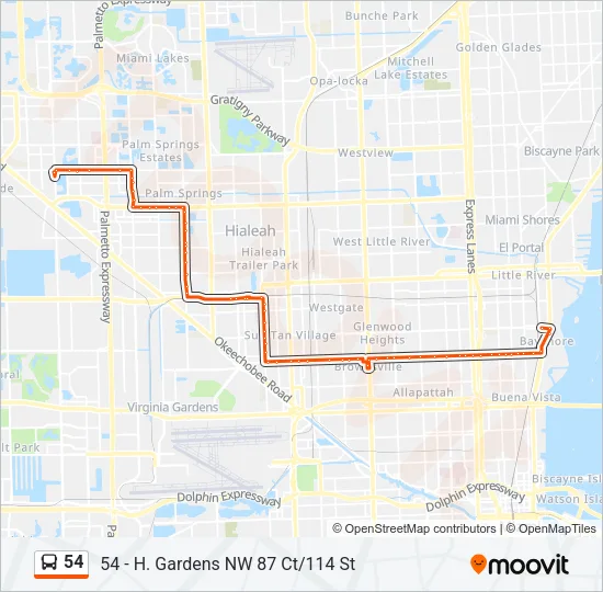 54 Bus Line Map