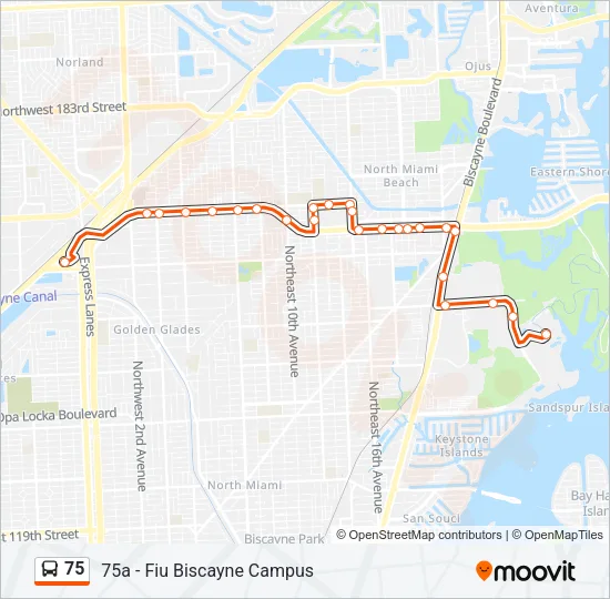 75 Bus Line Map