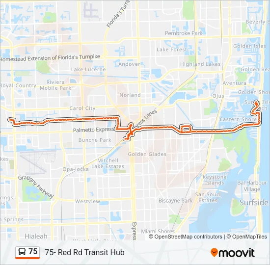 75 Bus Line Map