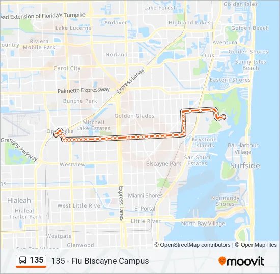 135 Bus Line Map