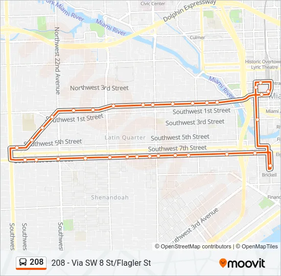 208 Bus Line Map